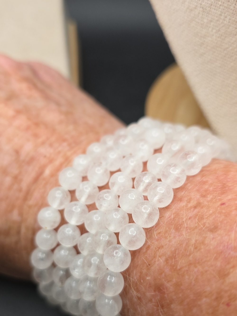 White Beaded Stretch Bracelet Set (2500)